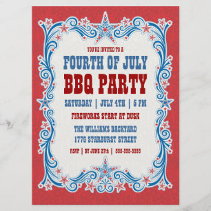 Invitation Quatrième de cru d'invitation de partie de BBQ de