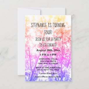 Invitation Quatrième fête d'anniversaire Nom personnalisé Pin