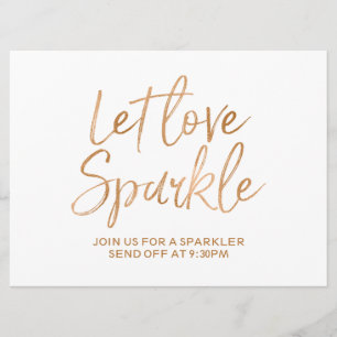 Invitation "Que l'amour scintille" Enseigne   Lettre Rose Dor