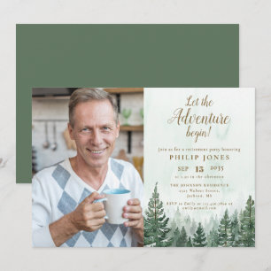Invitation Que l'aventure commence Photo de forêt Retraite