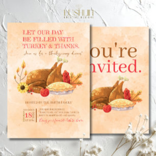 Invitation Que notre journée soit remplie de dinde et de reme
