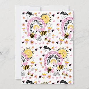 Invitation Queen BEES Cute BFF, Baby Girl, Girly Toxits Rose