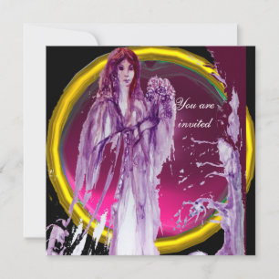 Invitation QUEEN GUINEVERE violet blanc jaune noir