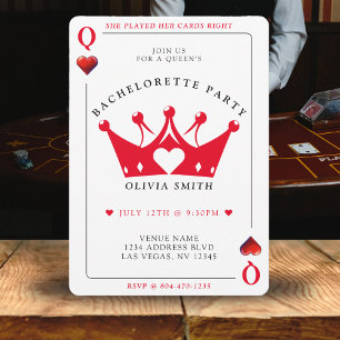 Invitation Queen of Hearts Poker Card Bachelorette Party