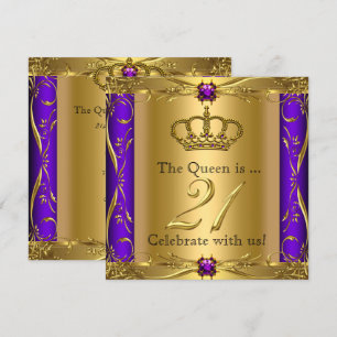 Invitation Queen Princess Regal Purple 21e anniversaire