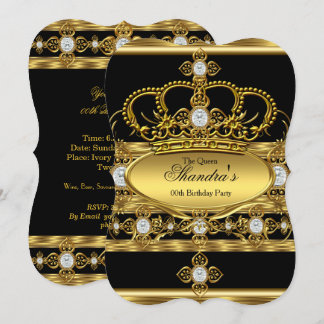 Invitation Queen Royal Gold Diamond Crown fête d'anniversaire