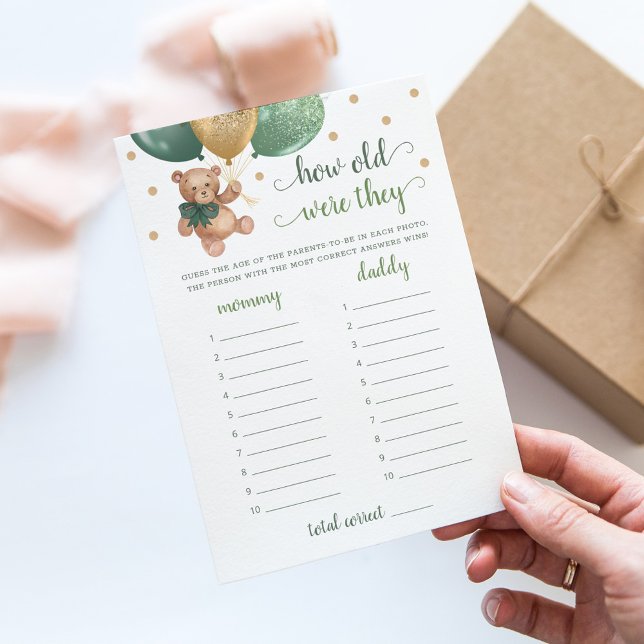 Invitation Quel Âge Ont-Ils Joué Baby shower Teddy Bear Card (Créateur téléchargé)
