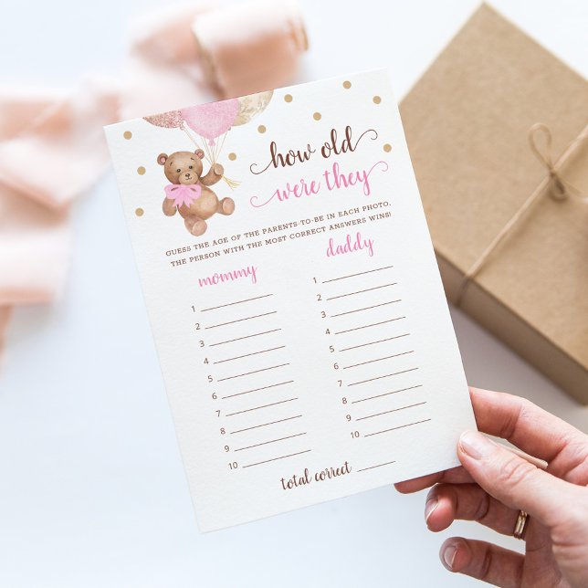 Invitation Quel Âge Ont-Ils Joué Baby shower Teddy Bear Card (Créateur téléchargé)