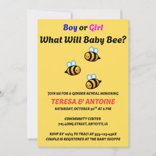 Invitation Quelle révélation de sexe de bébé abeille
