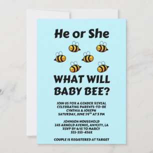 Invitation Quelle sera la révélation du sexe de bébé abeille