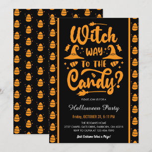 Invitation Quelle voie vers la fête de Halloween bonbons