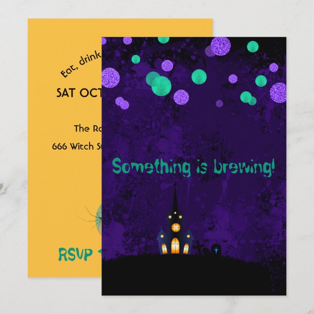 Invitation Quelque chose couve l'invitation de la fête d'Hall (Devant / Derrière)