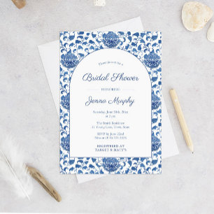 Invitation Quelque chose de bleu Antique Chinoiserie Wedding 