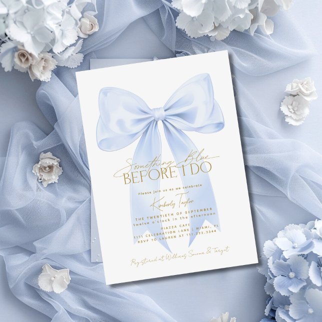 Invitation Quelque chose de bleu avant de faire Blue Bow Fête (Créateur téléchargé)