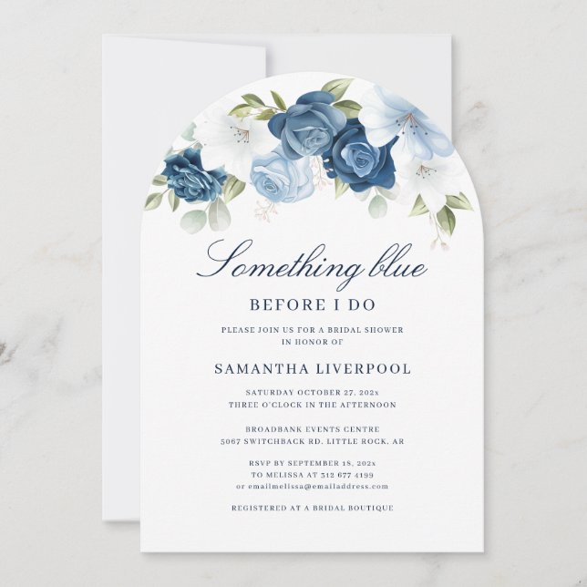 Invitation Quelque chose de bleu avant de faire Fête des mari (Devant)