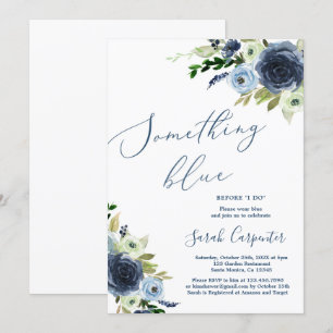 Invitation Quelque chose de bleu avant de faire Fête des mari