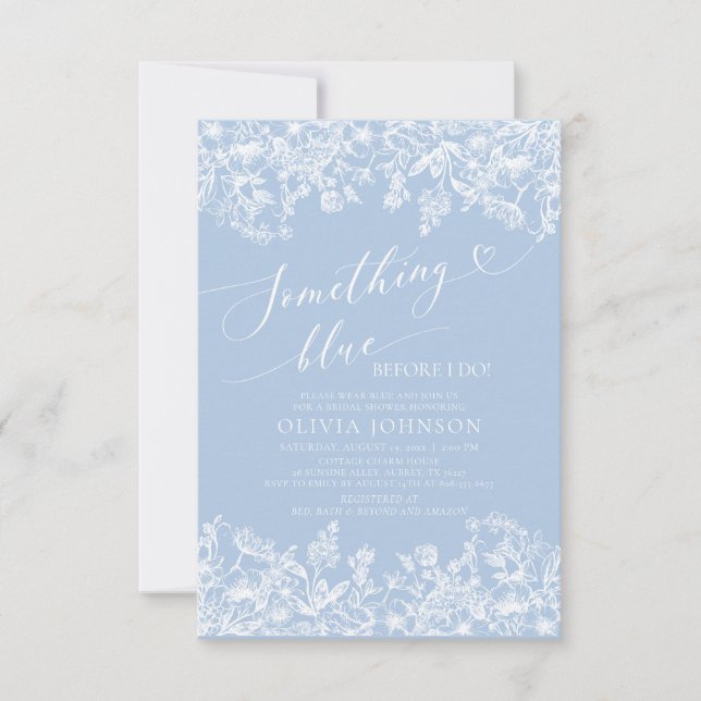 Invitation Quelque chose de bleu avant de faire Fête des mari (Devant)