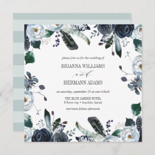 Invitation Quelque chose de bleu   Boho Botanical mariage