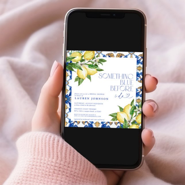 Invitation Quelque chose de bleu citron carrelage marocain Fê (Créateur téléchargé)