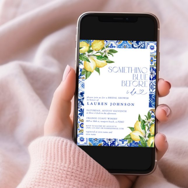 Invitation Quelque chose de bleu citron marocain QR Fête des  (Créateur téléchargé)