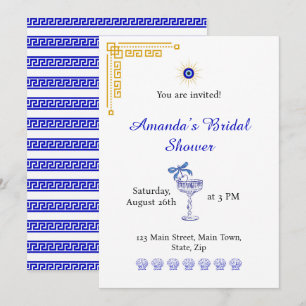 Invitation Quelque chose de bleu et fête prénuptiale grecque