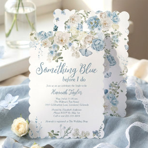 Invitation Quelque Chose de Bleu Floral Avant de Faire la Fêt