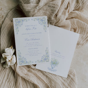 Invitation Quelque chose de bleu, floral et chic pour une fêt