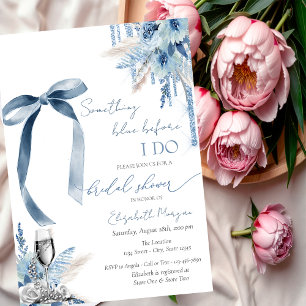 Invitation Quelque chose de bleu floral Nœud Paillettes Goutt