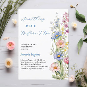 Invitation Quelque chose de bleu floral rose violet Fête des