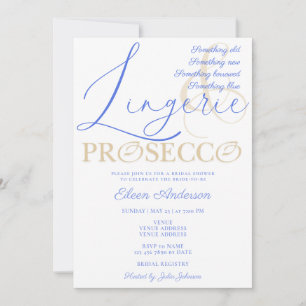 Invitation Quelque chose de bleu Lingerie & Prosecco Fête des