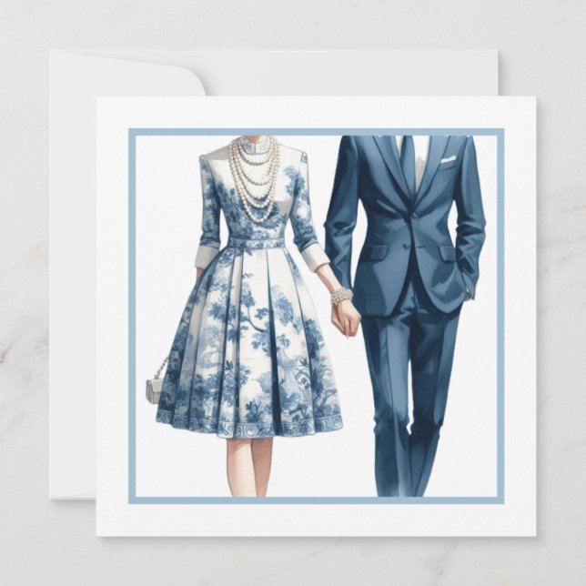 Invitation Quelque chose de bleu marié Couples douche Invitat (Dos)