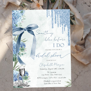 Invitation Quelque chose de bleu : Nœud bleu paillettes hydra