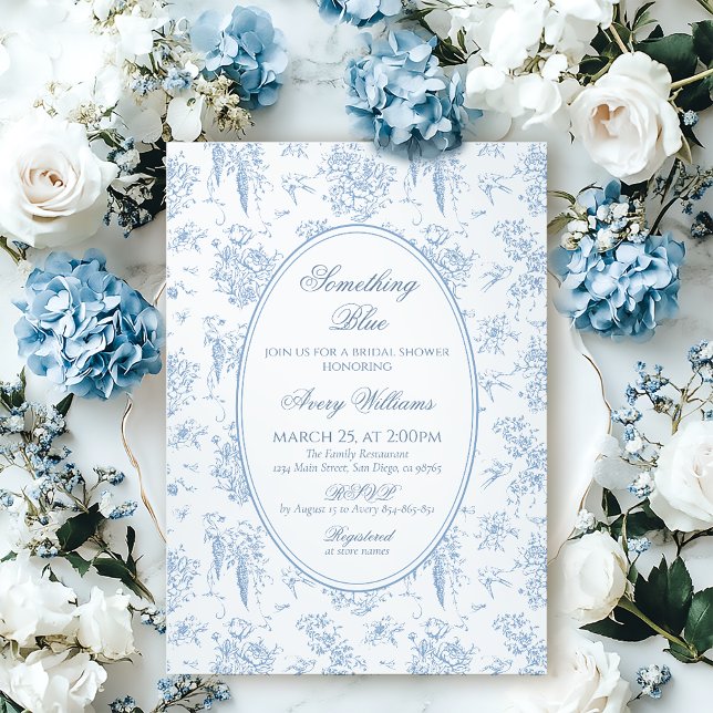 Invitation Quelque chose de bleu Toile Floral Fête des mariée (Créateur téléchargé)