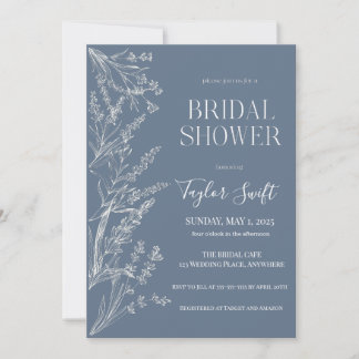 Invitation Quelque chose de Fête des mariées Florale Bleue
