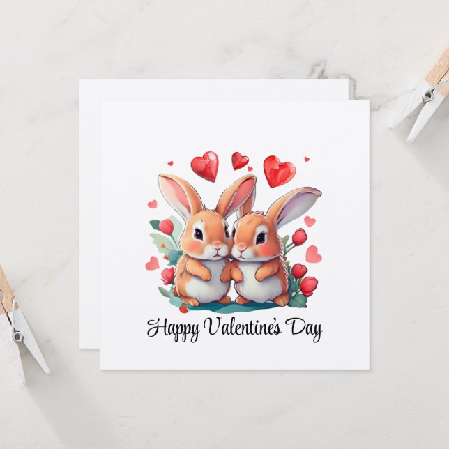 Invitation Quelques lapins d'aquarelle amusants (Devant/Arrière en situation)