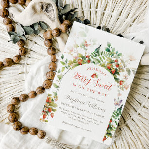 Invitation Quelqu'un Baby shower de fraise Berry Sweet Forest