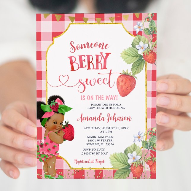 Invitation Quelqu'un Berry Sweet Strawberry Girl Baby shower (Créateur téléchargé)
