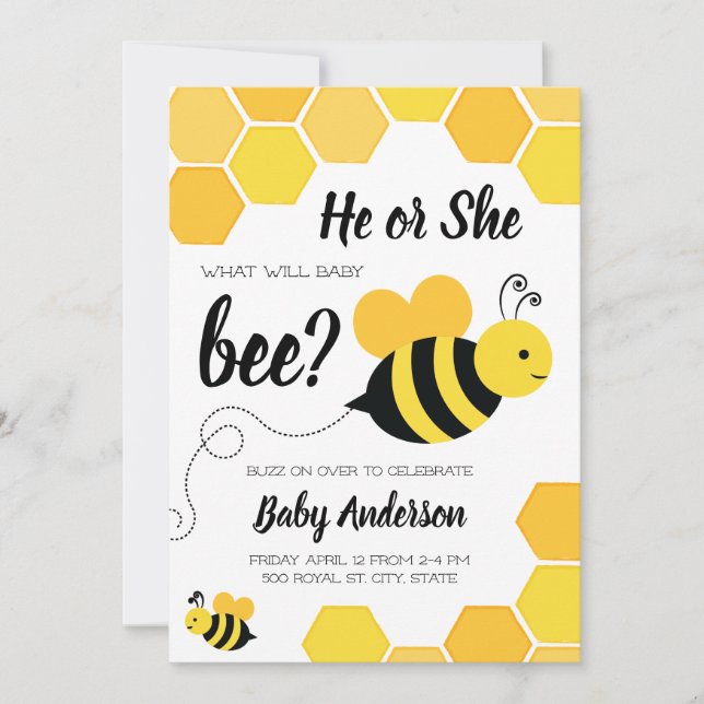 Invitation Qu'est-ce que la révélation du genre Baby Bee (Devant)