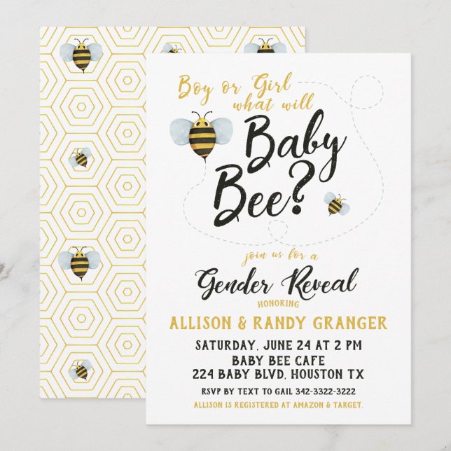 Invitation Qu'est-ce que le bébé sera Genre Révéler Invitatio (Devant / Derrière)
