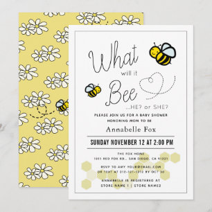 Invitation Qu'est-ce que le genre révélera Baby shower blanc
