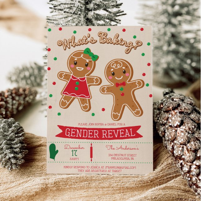 Invitation Qu'est-ce qui fait de l'invitation à la révélation (What's Baking Gender Reveal Invite, Holiday Gender Reveal, Christmas Gender Reveal, Gingerbread )