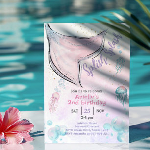 Invitation Queue de sirène rose et violet