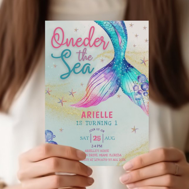 Invitation Queue de sirène sur la mer 1er anniversaire (Créateur téléchargé)