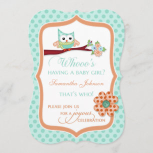 Invitation Qui a un bébé fille? Aqua & pêche