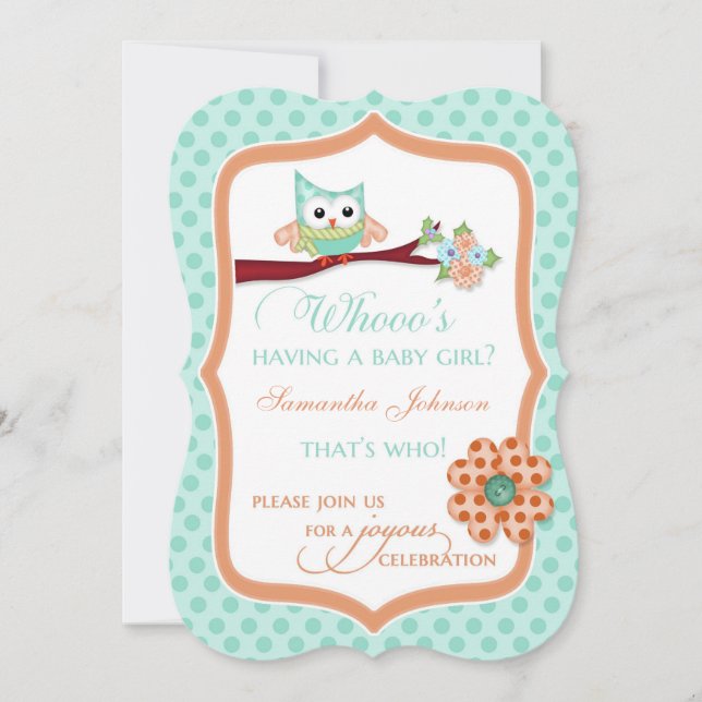 Invitation Qui a une petite fille ? Aqua et Peach (Devant)