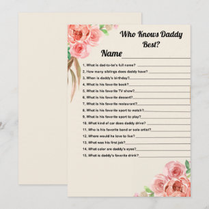 Invitation Qui Connaît Daddy Meilleur Baby shower Floral Cart