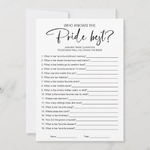 Invitation Qui connaît la mariée meilleur jeu de Fête des mar