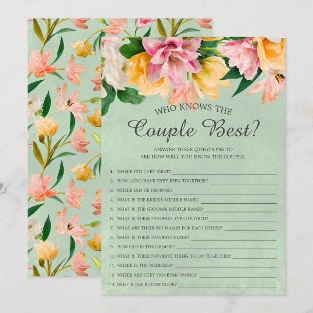 Invitation Qui connaît le couple meilleur jeu de Fête des mar (Devant / Derrière)