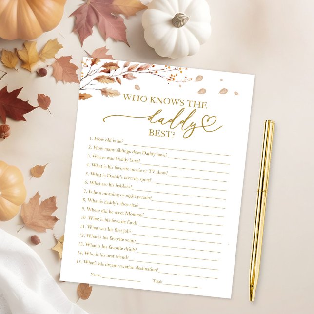 Invitation Qui connaît le Daddy meilleur jeu de Baby shower d (Créateur téléchargé)