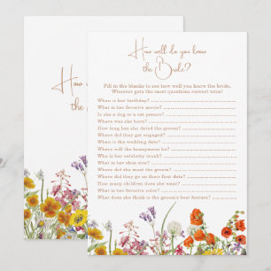 Invitation Qui connaît le jeu de fleurs sauvages colorées de